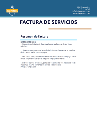 Plantilla de Factura de Servicios - Plantillas PDF