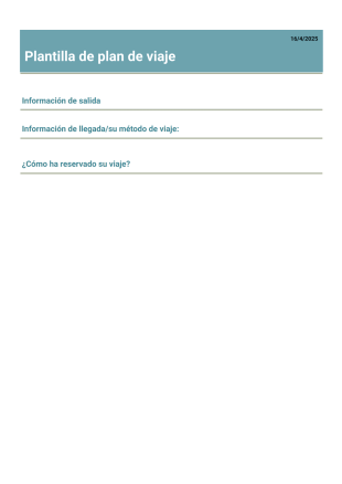Plantilla de plan de viaje - Plantillas PDF