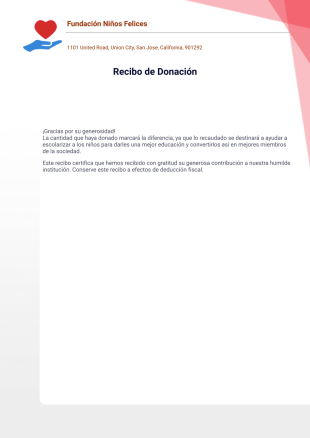 Plantilla de Recibo de Donaciones - Plantillas PDF