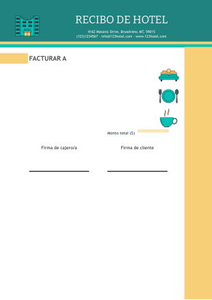Plantilla de Recibo de Hotel - Plantillas PDF