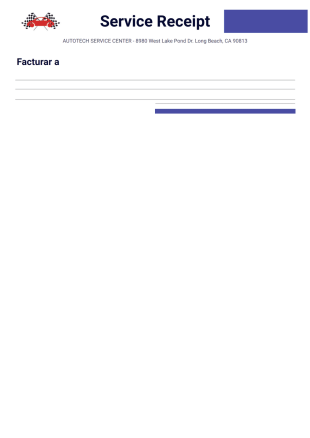Plantilla de recibo de servicios de automóvil - Plantillas PDF