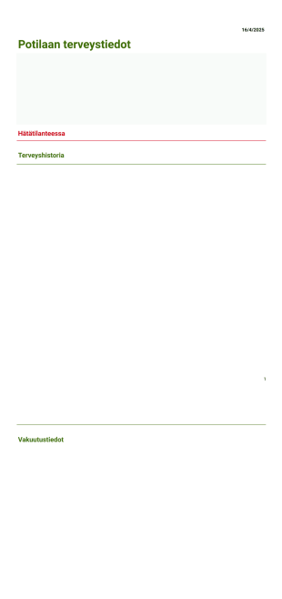 Potilaan terveystiedot-pohja - PDF-pohjat
