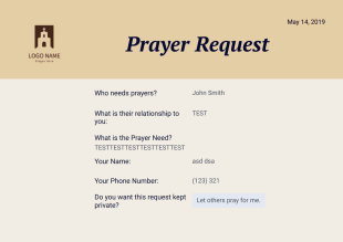 Prayer Request PDF Template - PDF Templates