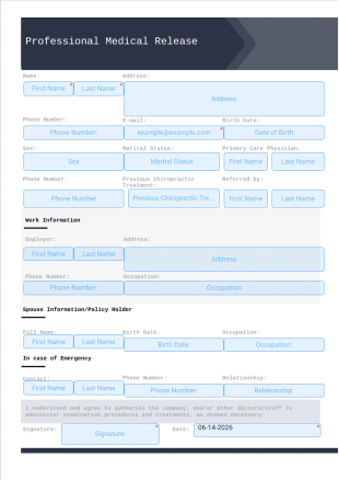 Professional Medical Release Template - PDF Templates