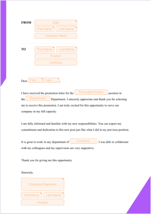 Promotion Acceptance Letter PDF Template