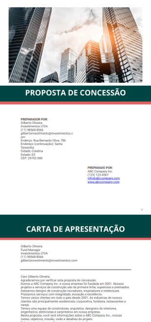 Proposta de Concessão Modelo de PDF