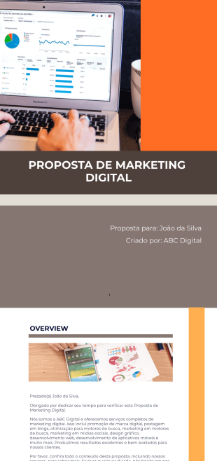 Proposta de Marketing Digital Modelo de PDF
