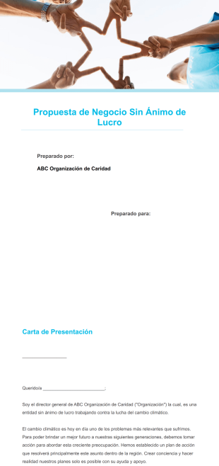 Propuesta de Negocio Sin Ánimo de Lucro Plantilla PDF