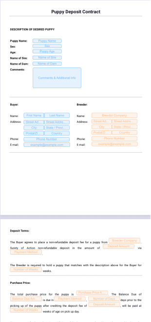 Puppy Deposit Contract PDF Template
