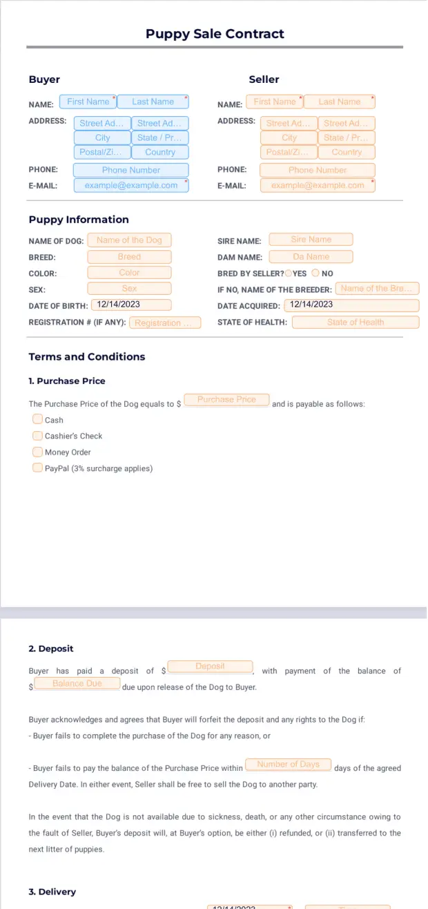 Puppy Sale Contract