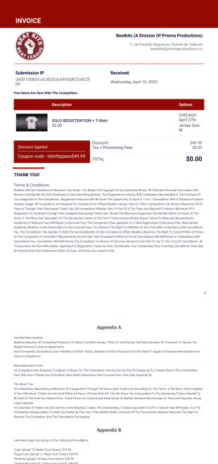 Purchase Invoice & Registration For Event PDF Template