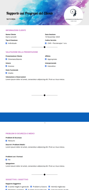 Rapporto sui Progressi del Cliente Template PDF