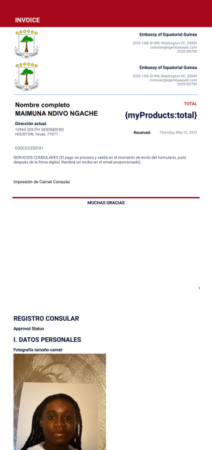 Recibo Carnet Consular Plantilla PDF