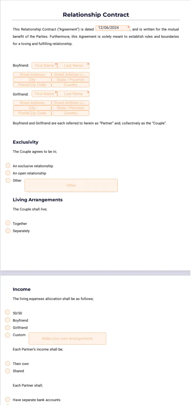 Relationship Contract Template