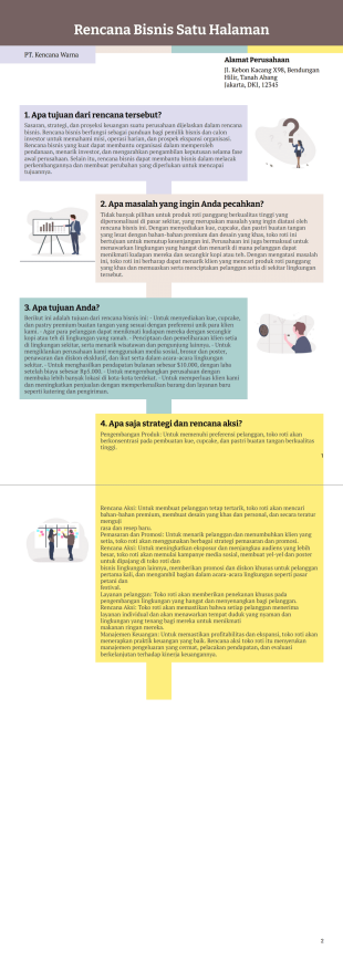 Rencana Bisnis Satu Halaman Template PDF