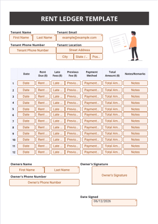 Rent Ledger Template - PDF Templates