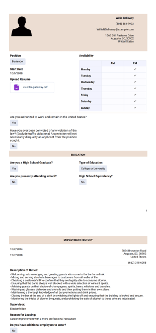 Restaurant Application Template - PDF Templates
