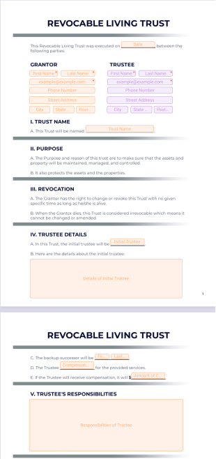 Revocable Living Trust PDF Template