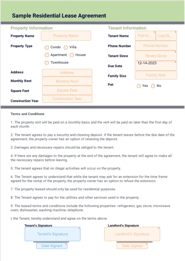 Sample Residential Lease Agreement