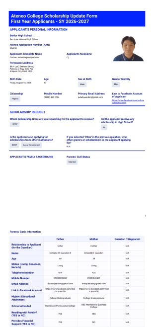 Scho App Form PDF Template