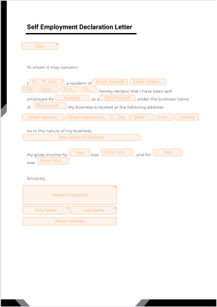 Self Employment Declaration Letter PDF Template