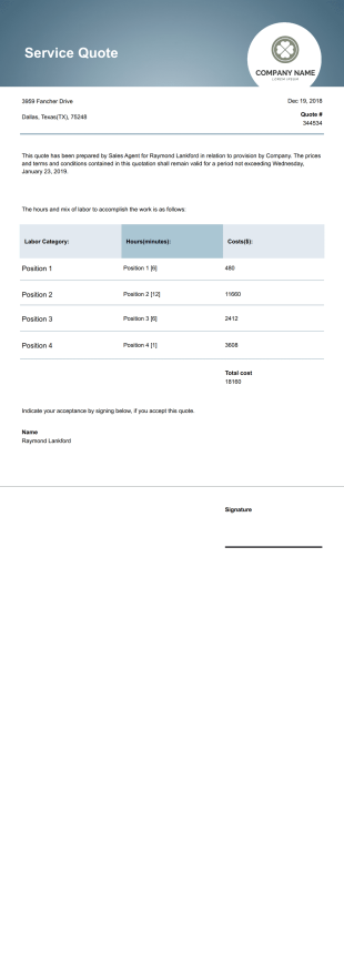 Service Quote Template - PDF Templates