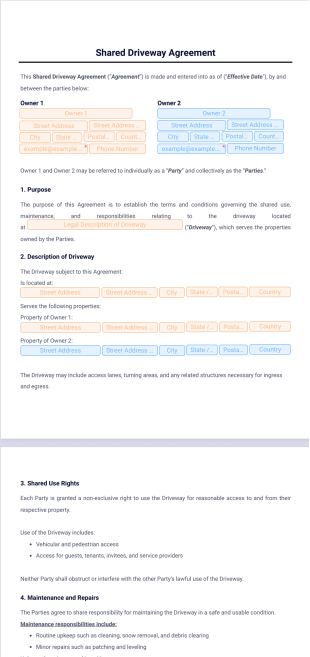 Shared Driveway Agreement Template - PDF Templates