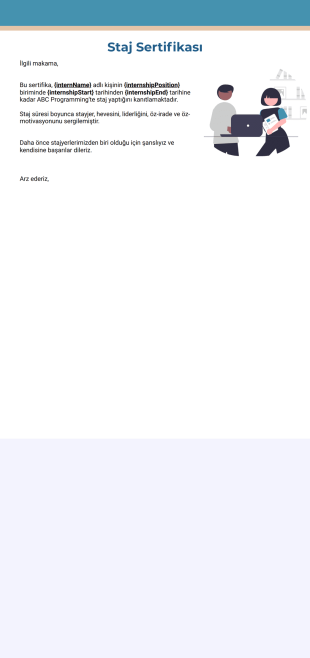 Staj Belgesi Örneği PDF Şablonu