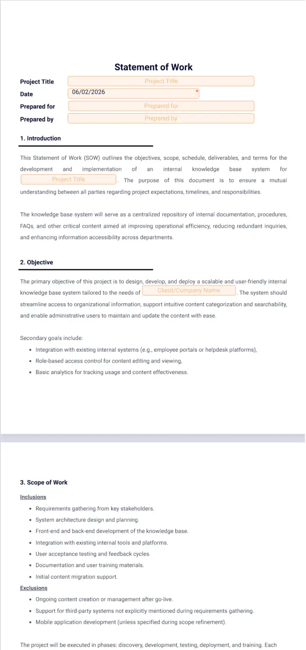 Statement of Work Template