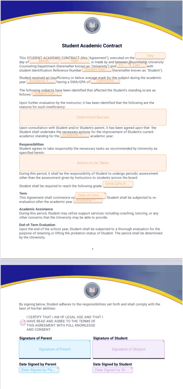 Student Academic Contract