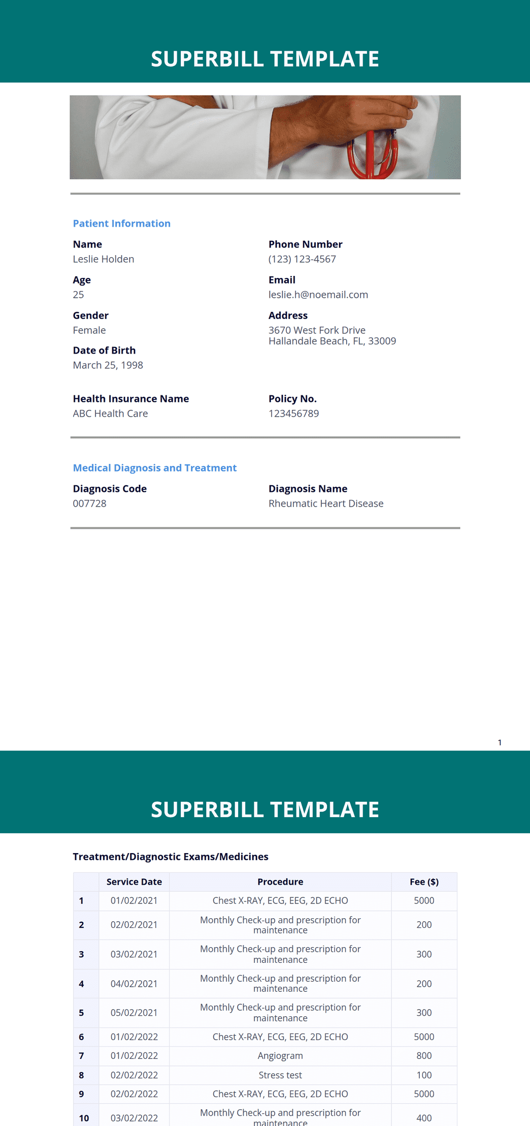 Superbill Template
