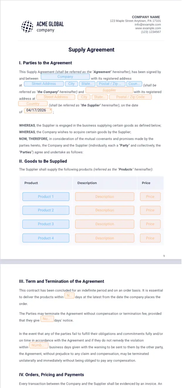 Supply Agreement