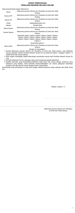 Surat Pernyataan Klinik Template PDF