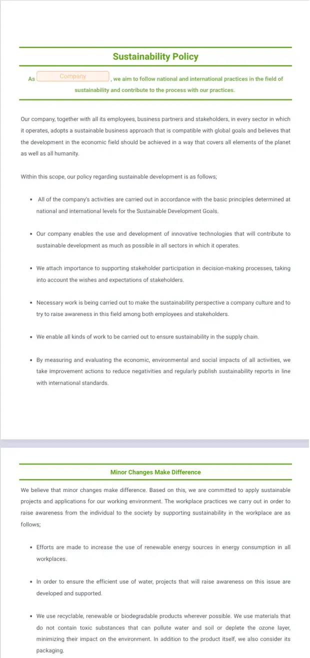 Sustainability Policy Template
