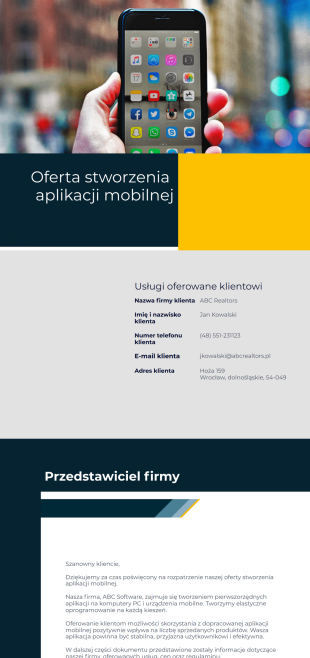 Szablon Oferty Stworzenia Aplikacji Mobilnej - Szablony PDF