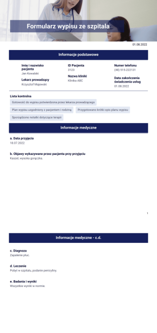 Szablon Wypisu ze Szpitala - Szablony PDF