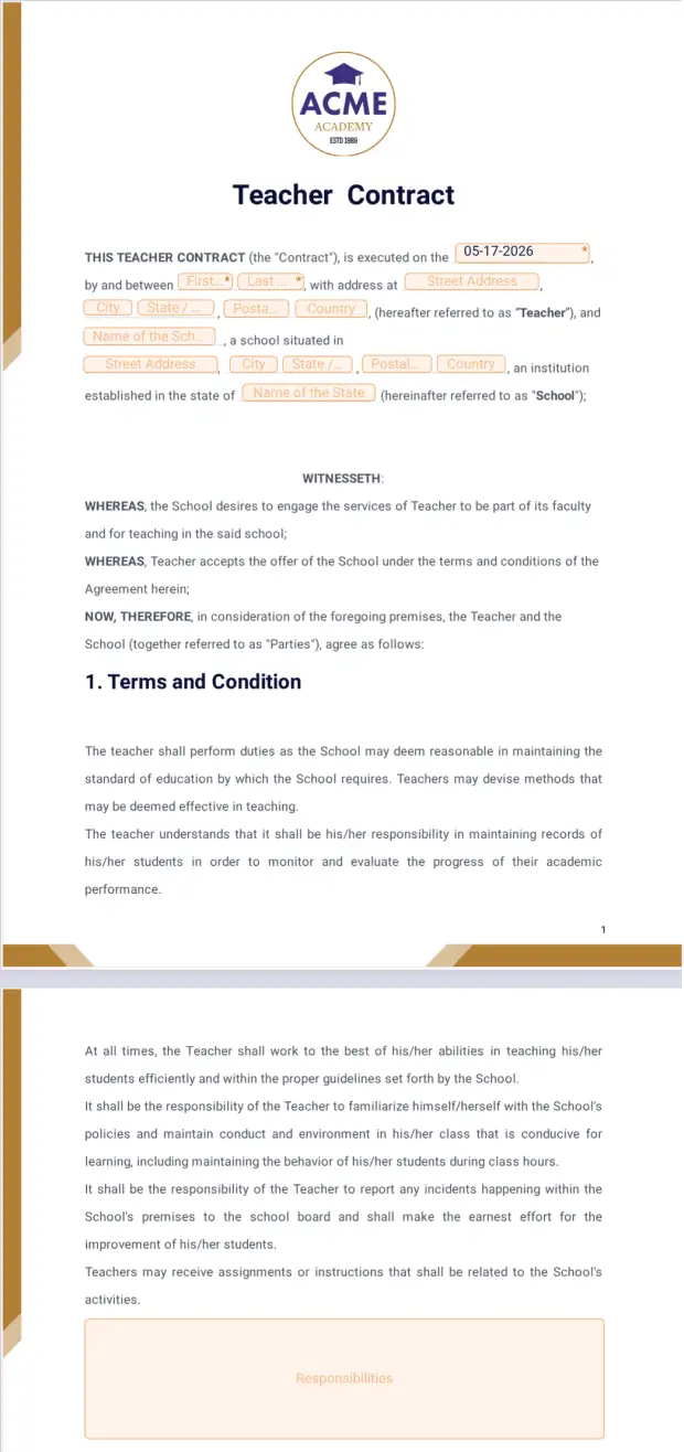 Teacher Contract