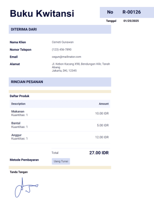 Templat Buku Kwitansi Template PDF