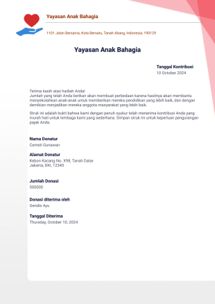 Templat Kwitansi Donasi Template PDF
