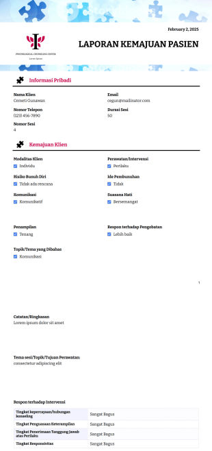 Templat Laporan Perkembangan Pasien Template PDF