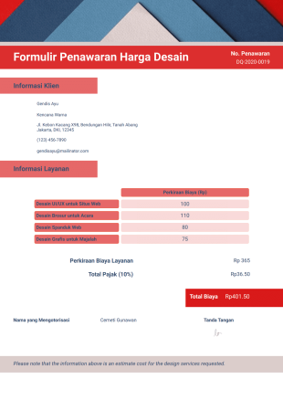 Templat Penawaran Harga Desain Template PDF