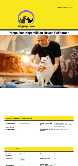 Templat Pengalihan Kepemilikan Hewan Peliharaan Template PDF