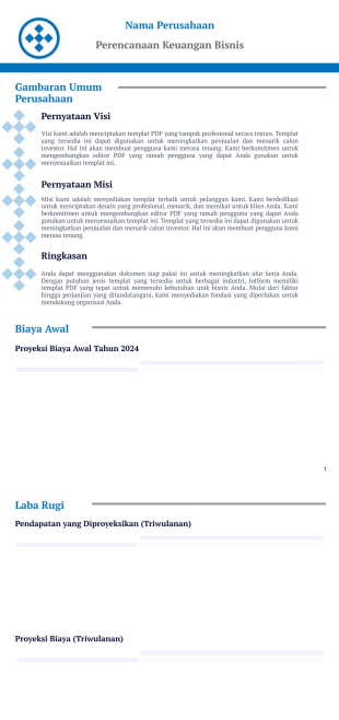Templat Perencanaan Keuangan Bisnis Template PDF