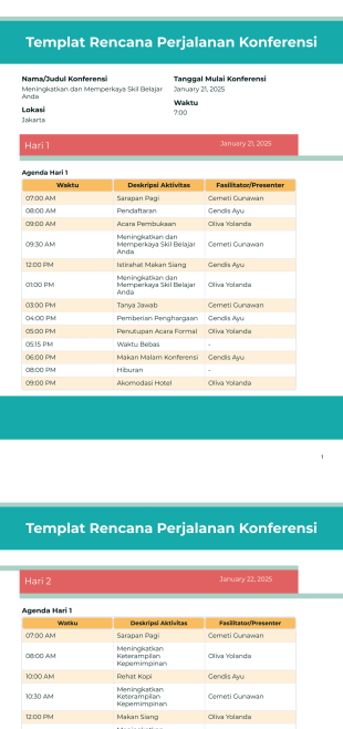 Templat Rencana Perjalanan Konferensi Template PDF