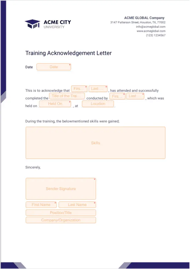 Training Acknowledgement Form