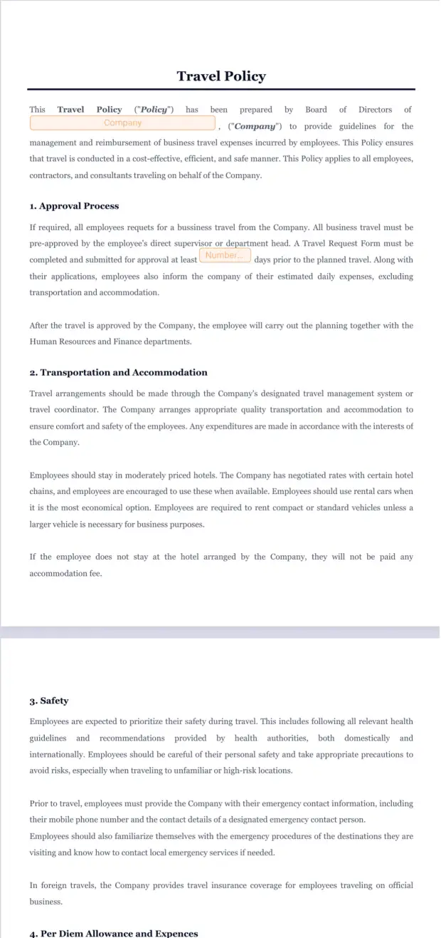 Travel Policy Template