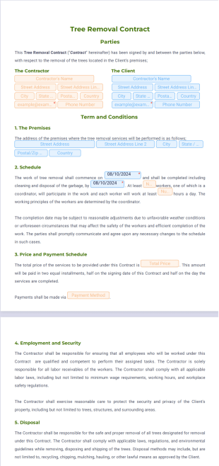 Tree Removal Contract PDF Template