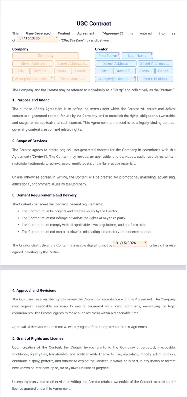 UGC Contract Template