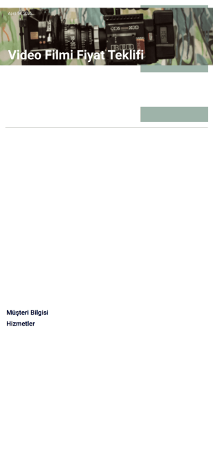 Video Filmi Fiyat Teklifi PDF Şablonu