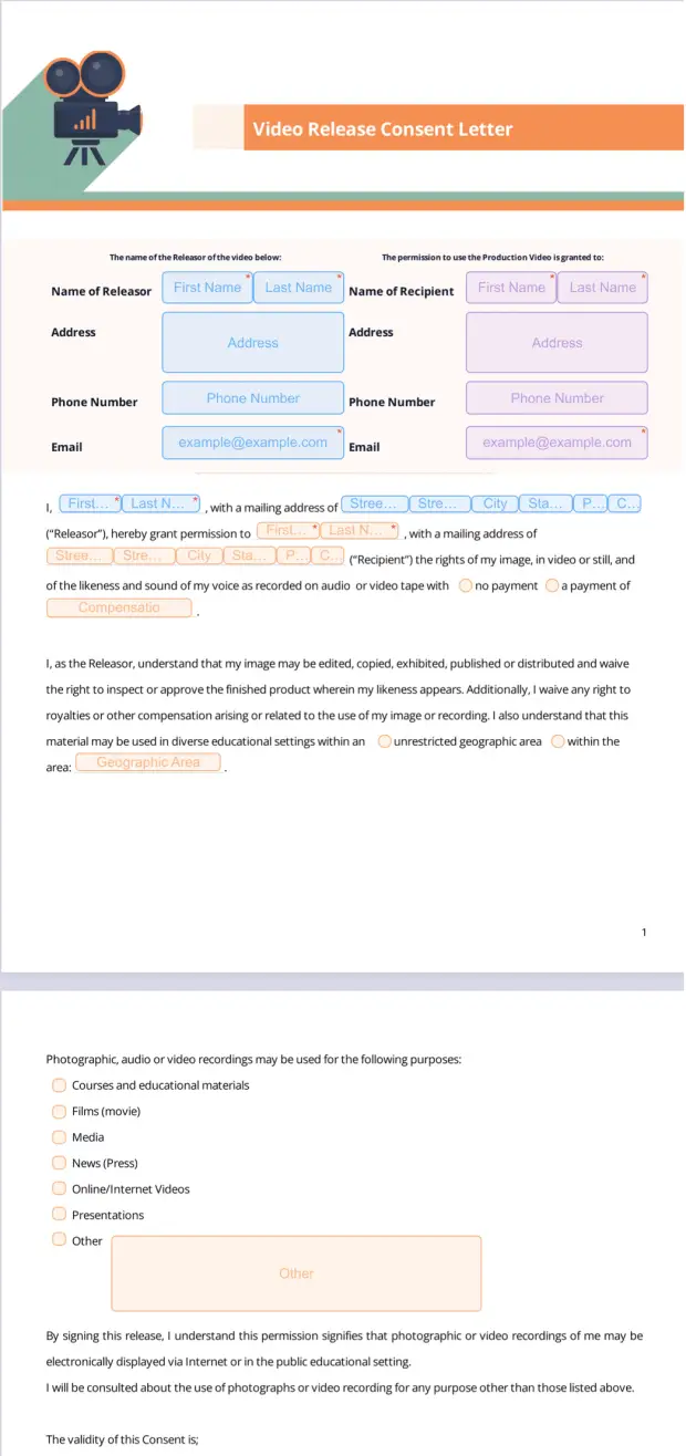 Video Release Consent Letter